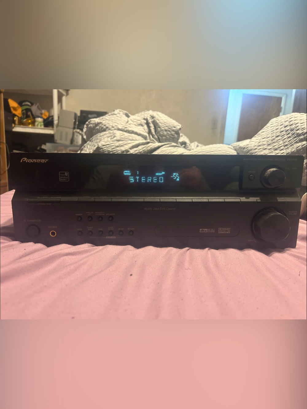 PIONEER Black Surround Processor with Blue Display